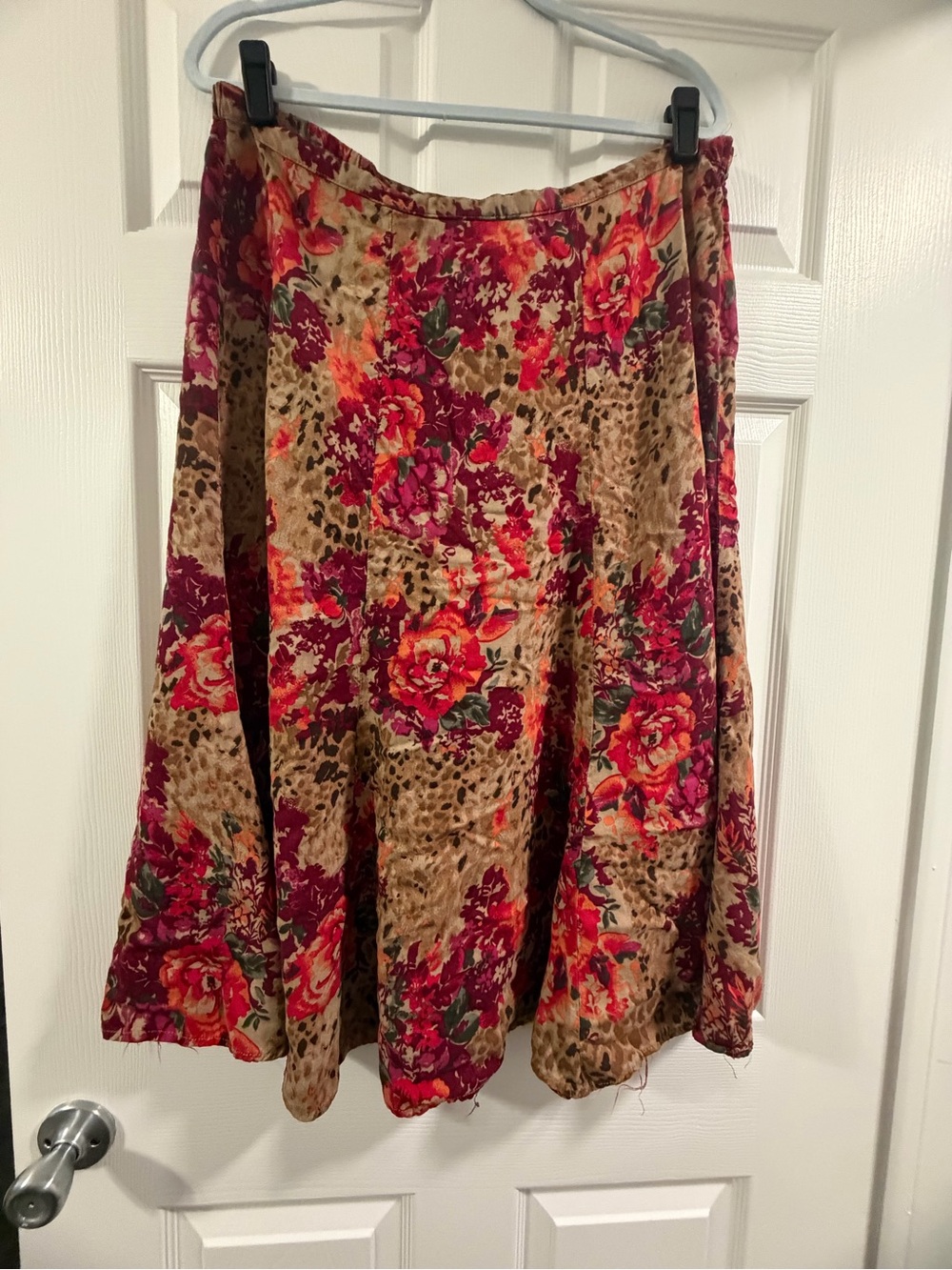 Vintage Rayon Leopard Print Floral skirt